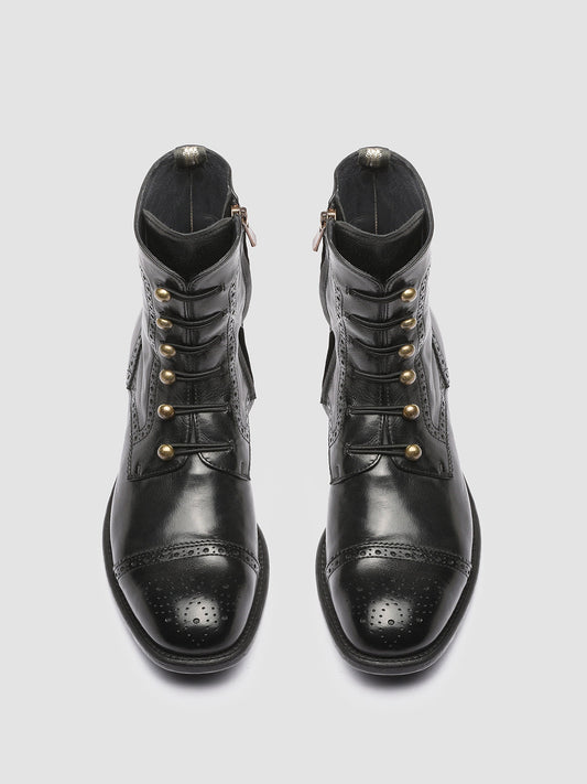 CALIXTE 023 - Black Leather Brogue Ankle Boots Women Officine Creative - 2
