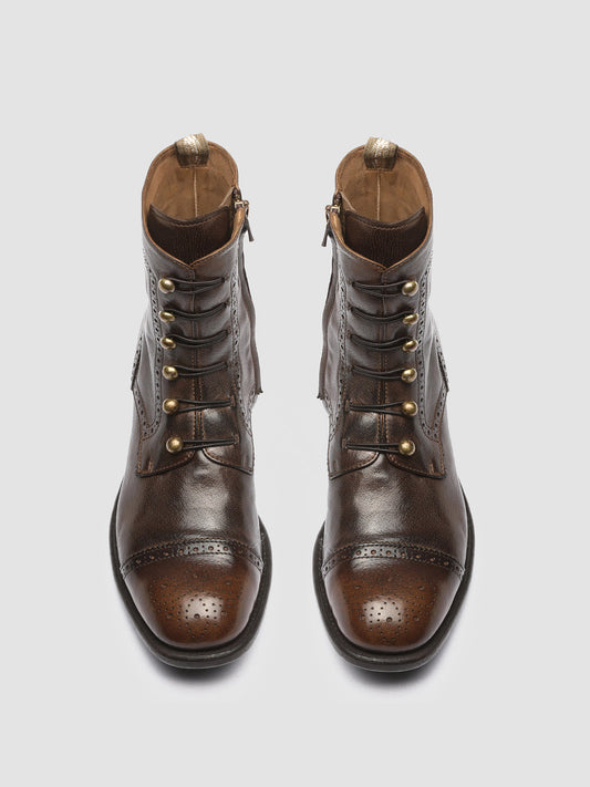 CALIXTE 023 - Brown Leather Brogue Ankle Boots Women Officine Creative - 2
