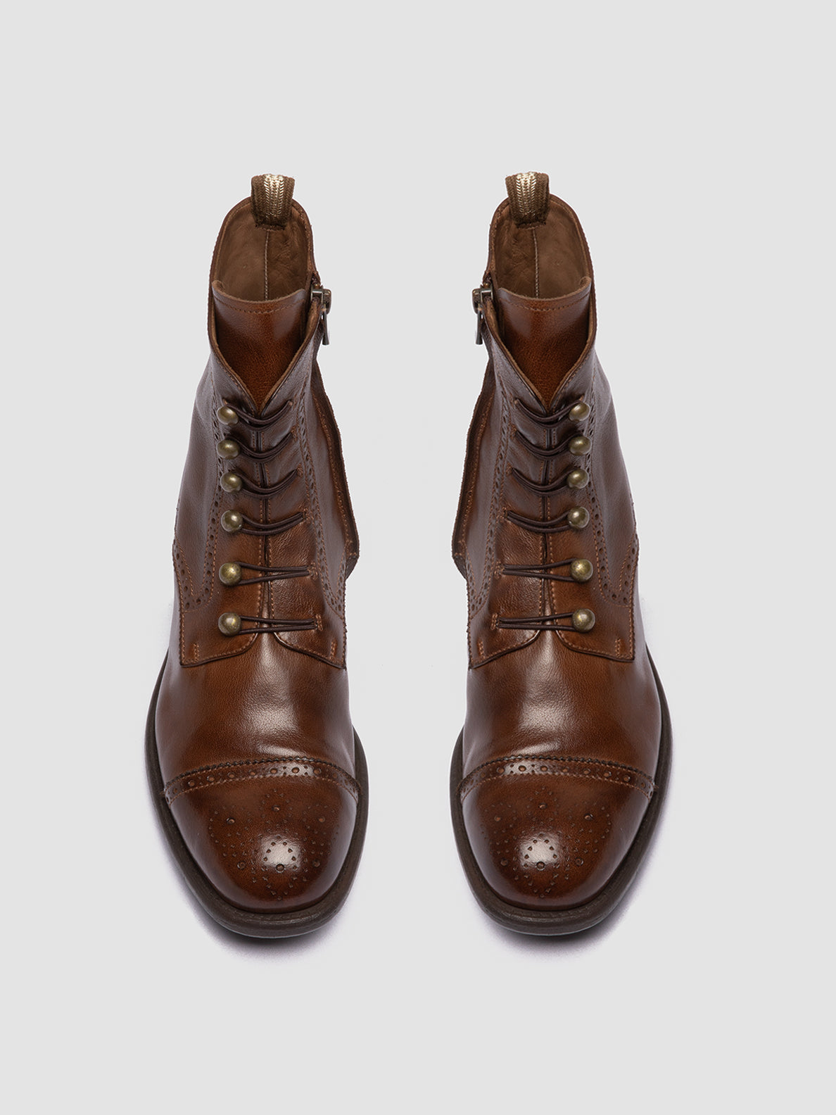 CALIXTE 023 - Brown Leather Lace Up Boots women Officine Creative - 2