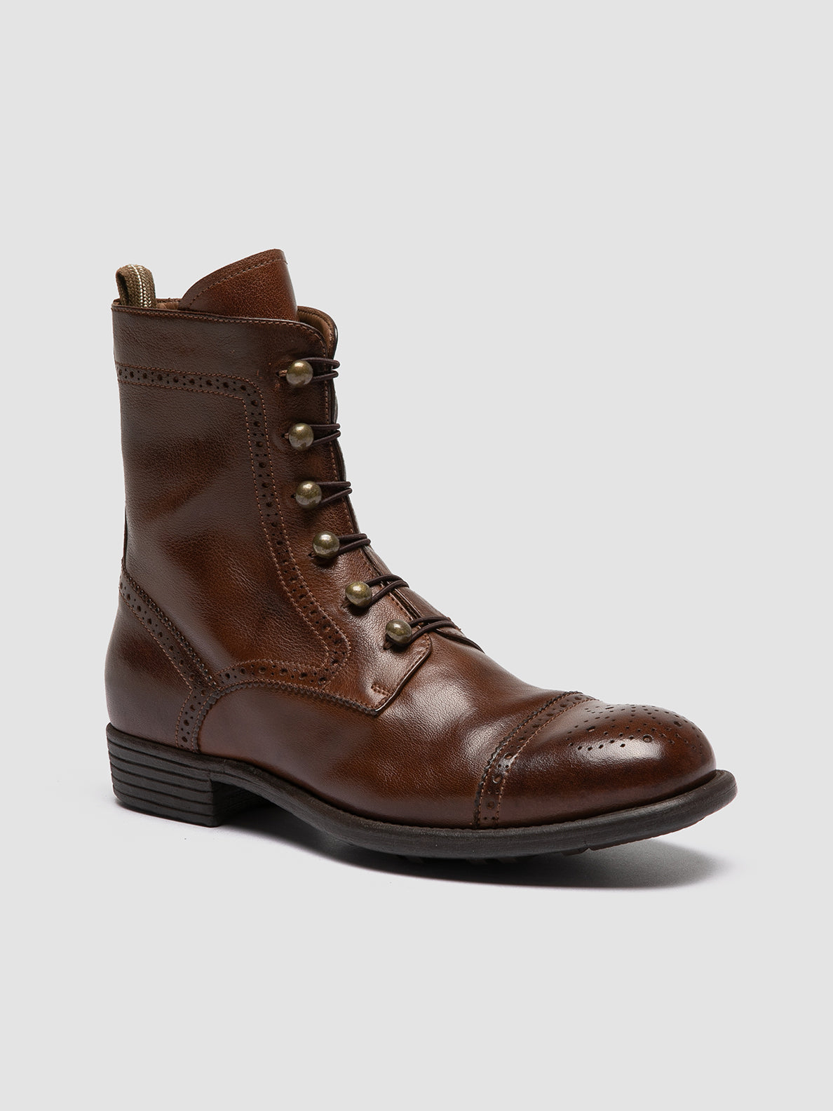 CALIXTE 023 - Brown Leather Lace Up Boots women Officine Creative - 5