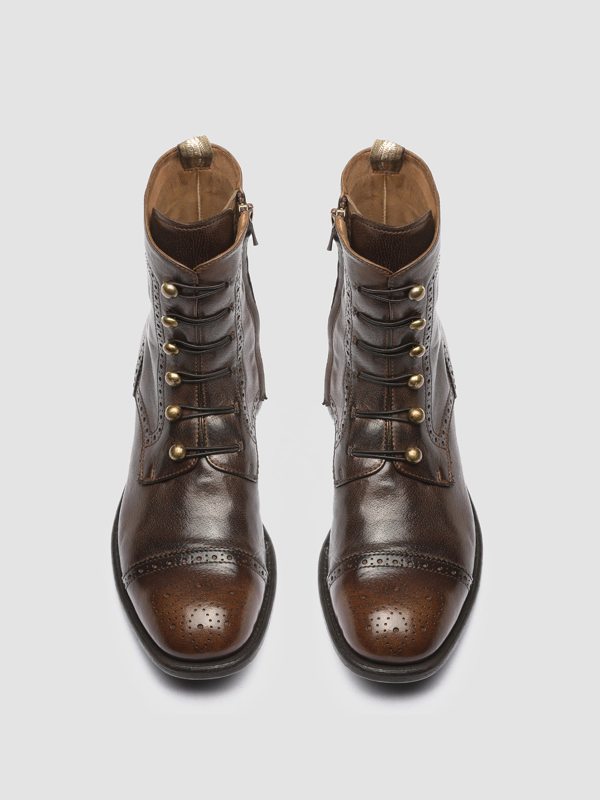 CALIXTE 023 - Brown Leather Brogue Ankle Boots Women Officine Creative - 2