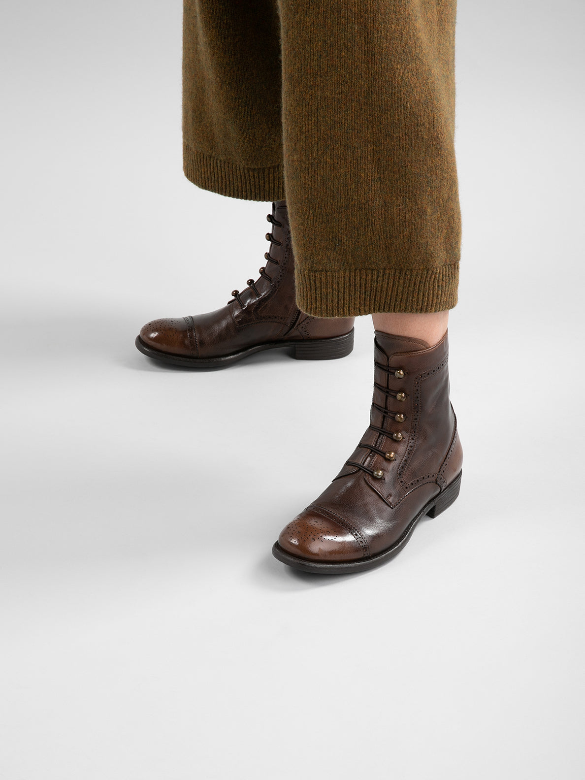CALIXTE 023 - Brown Leather Lace Up Boots Women Officine Creative - 1