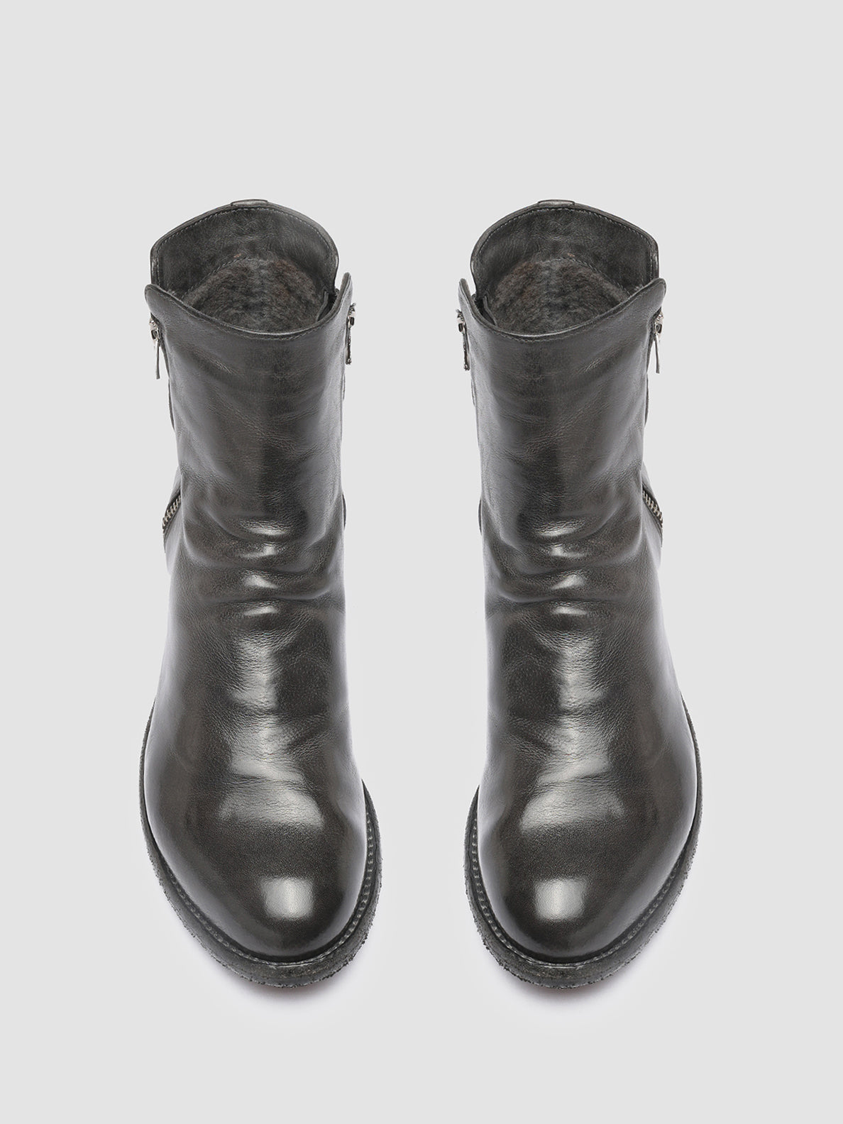 LEXIKON 097 - Grey Leather and Shearling Ankle Boots Women Officine Creative - 2