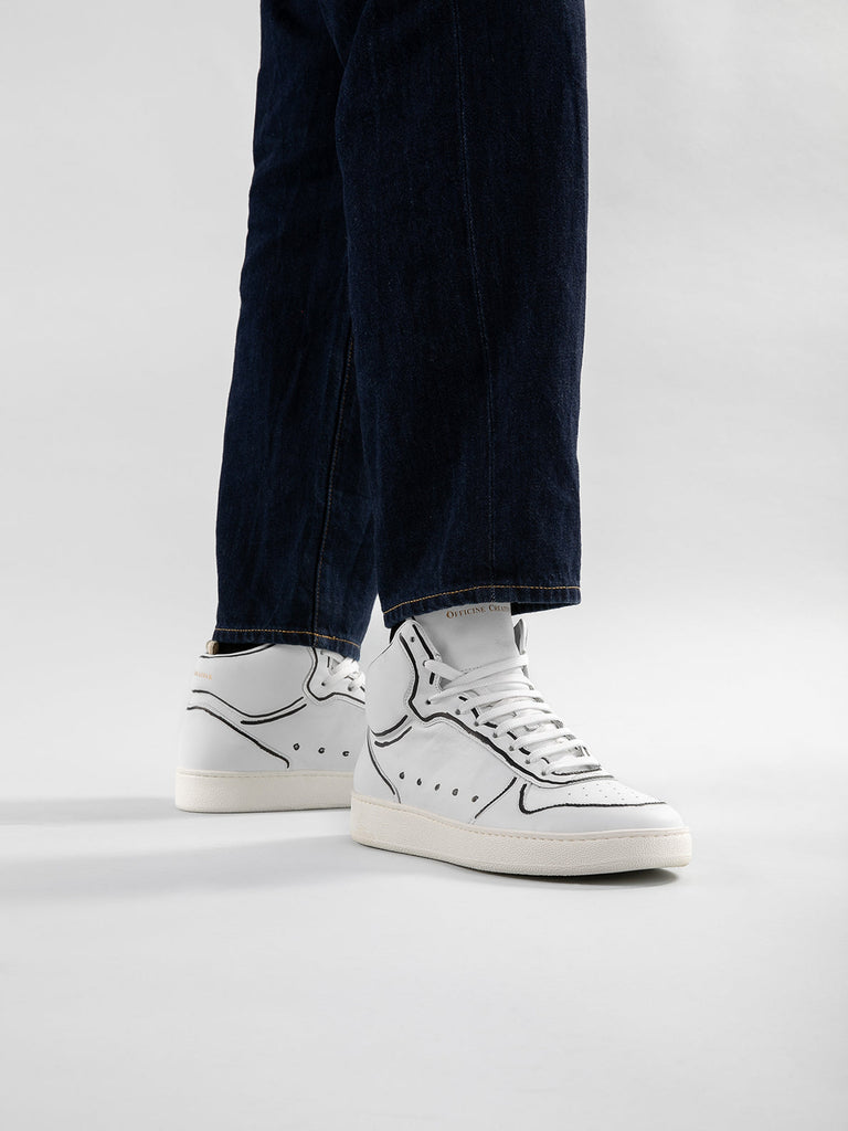 MOWER 013 - White Leather High Top Sneakers Men Officine Creative - 2