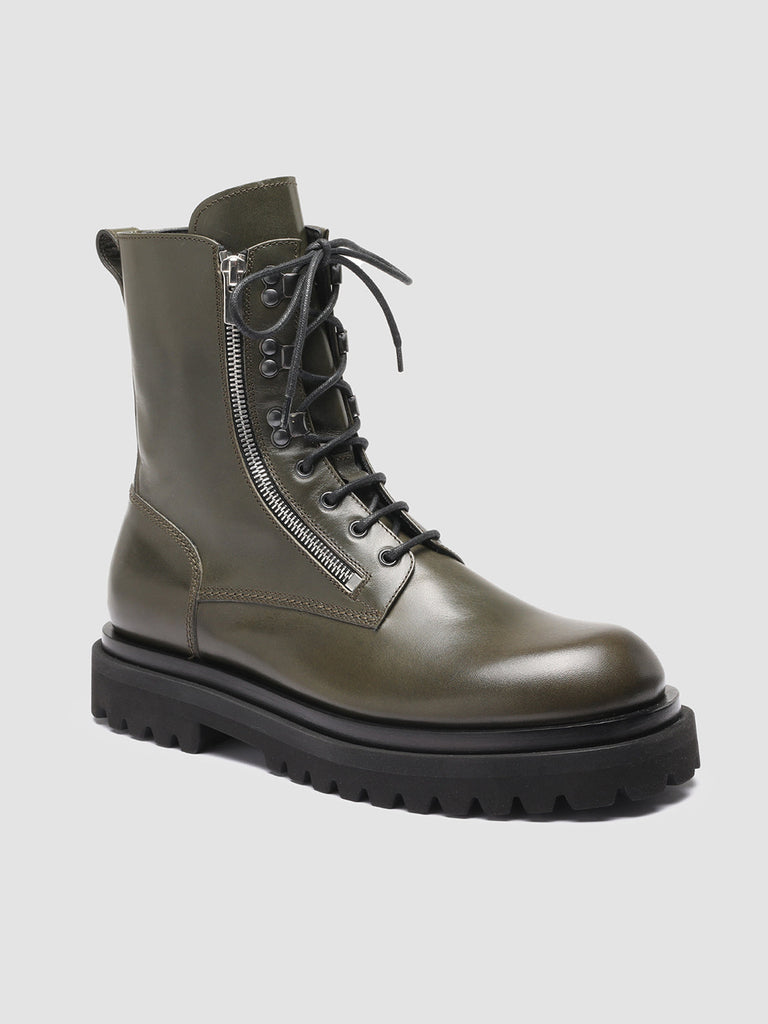 ULTIMATE 003 - Green Leather Combat Boots Men Officine Creative - 3