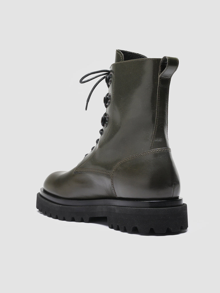 ULTIMATE 003 - Green Leather Combat Boots Men Officine Creative - 4