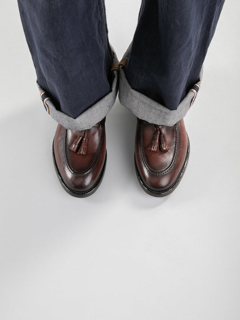 TULANE 001 - Burgundy Leather Tassel Loafers Men Officine Creative - 2